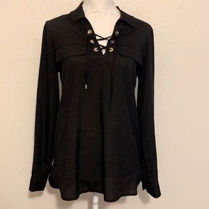 Calvin Klein Black Blouse, Gold Details